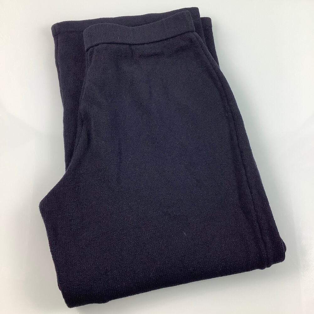 St John Knit Pull on Elastic waist wide hem black pants size 8  EUC